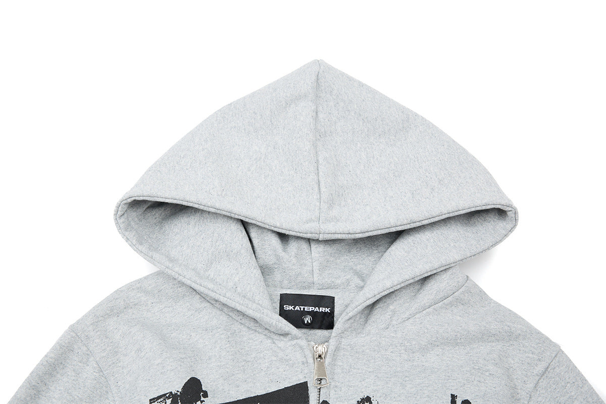 Retro Streetwear Zip Hoodie