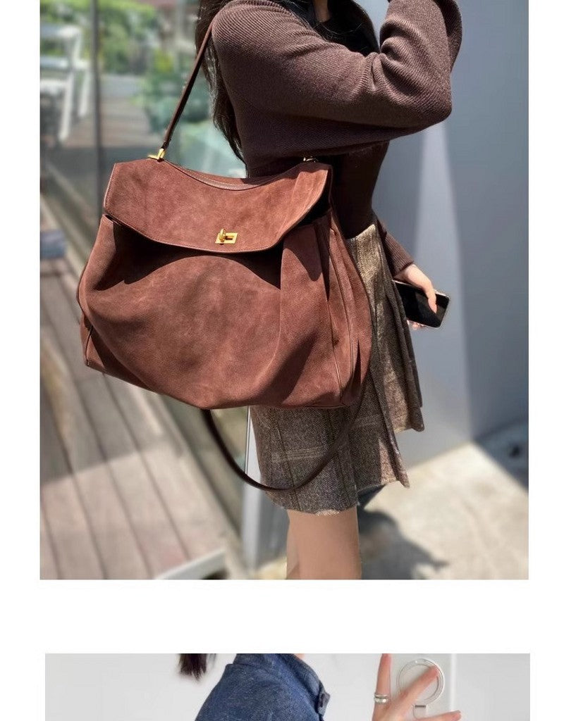 Vintage Autumn Winter Suede Tote Bag