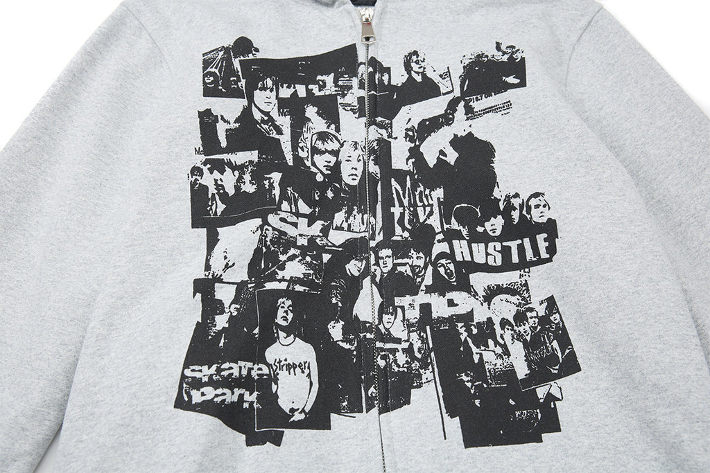 Retro Streetwear Zip Hoodie