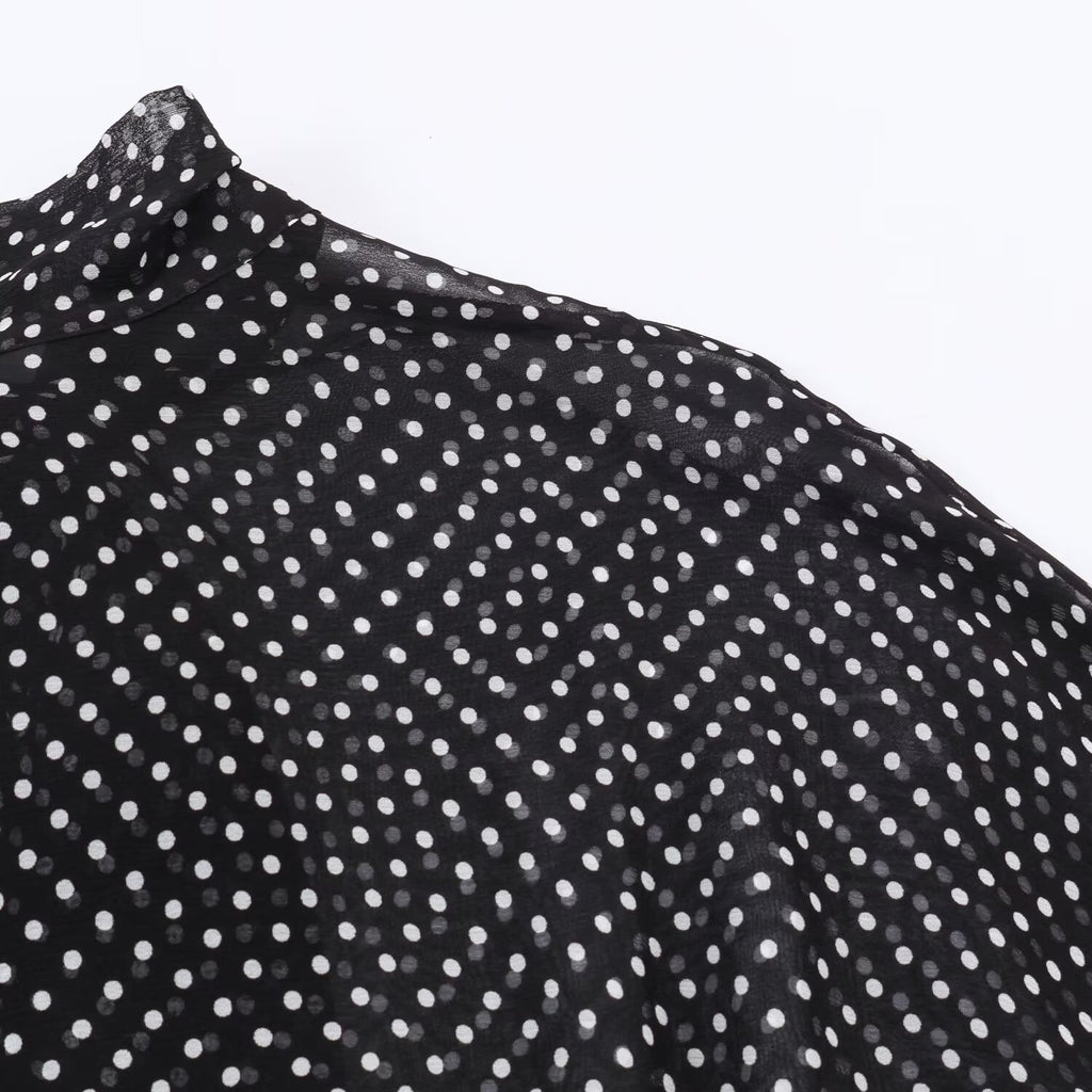 Polka Dot Bow Shirt & Long Skirt Set