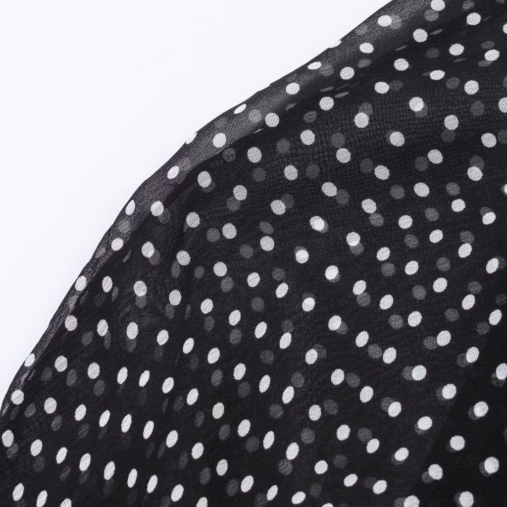 Polka Dot Bow Shirt & Long Skirt Set