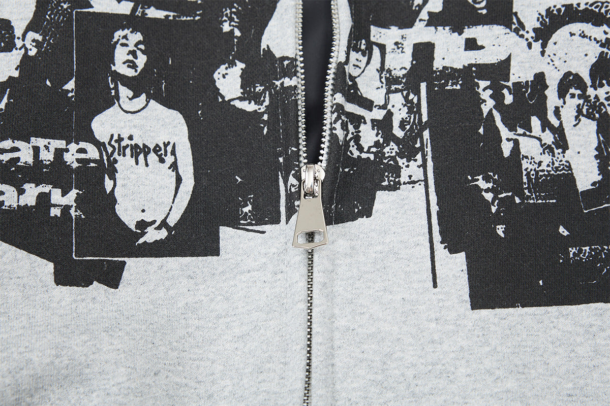 Retro Streetwear Zip Hoodie