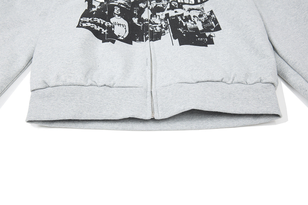 Retro Streetwear Zip Hoodie