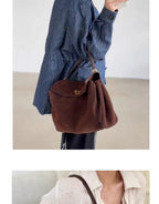 Vintage Autumn Winter Suede Tote Bag
