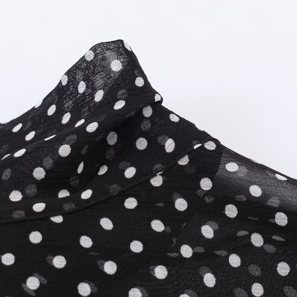 Polka Dot Bow Shirt & Long Skirt Set