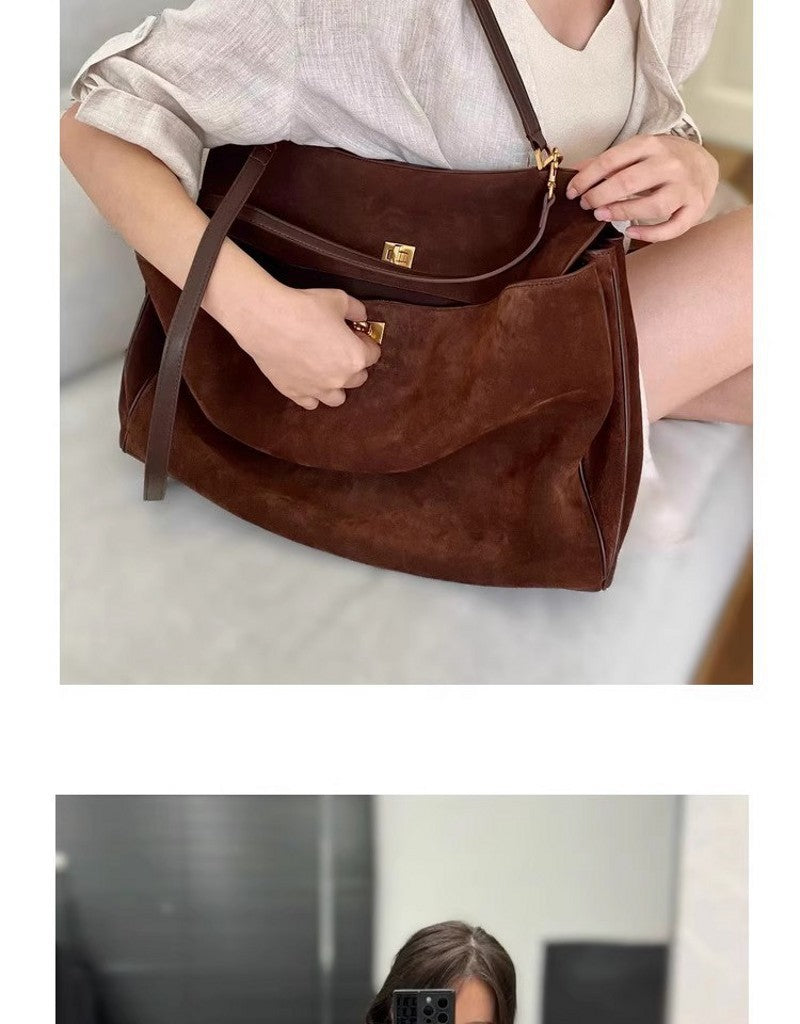 Vintage Autumn Winter Suede Tote Bag