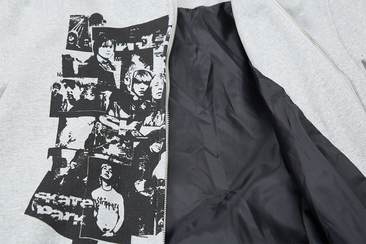 Retro Streetwear Zip Hoodie