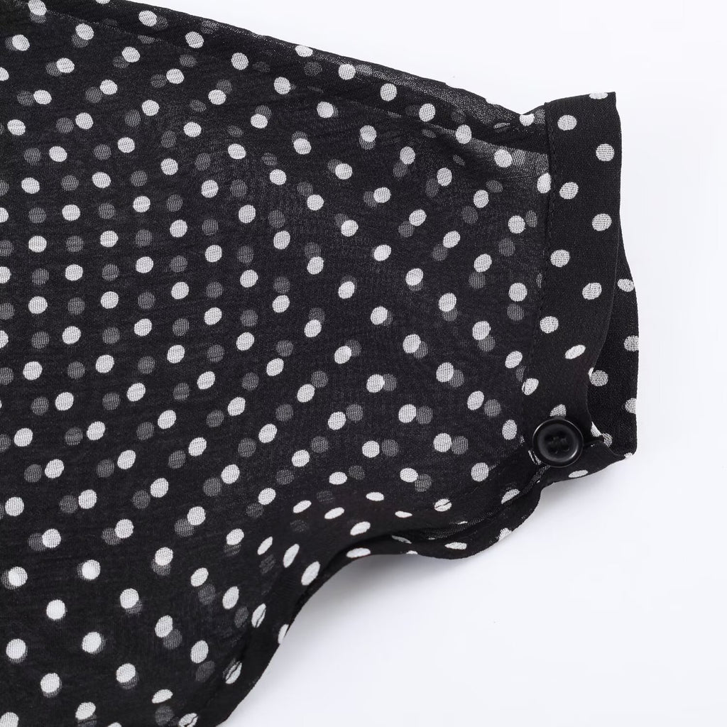 Polka Dot Bow Shirt & Long Skirt Set