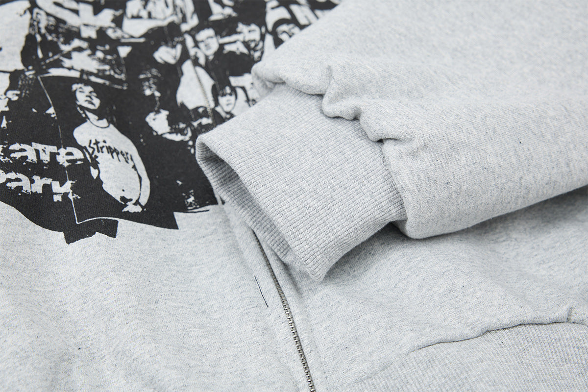 Retro Streetwear Zip Hoodie
