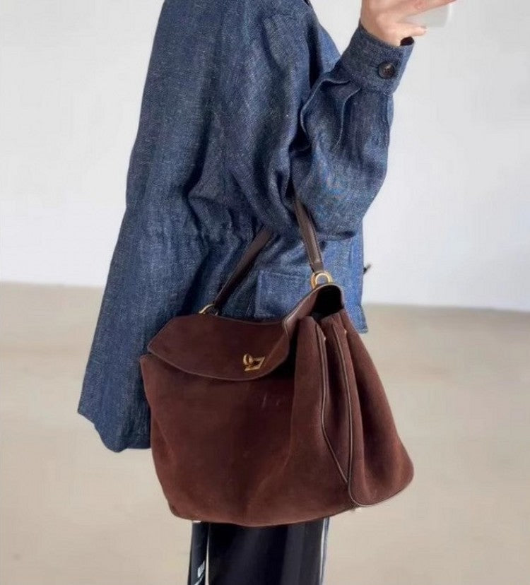 Vintage Autumn Winter Suede Tote Bag