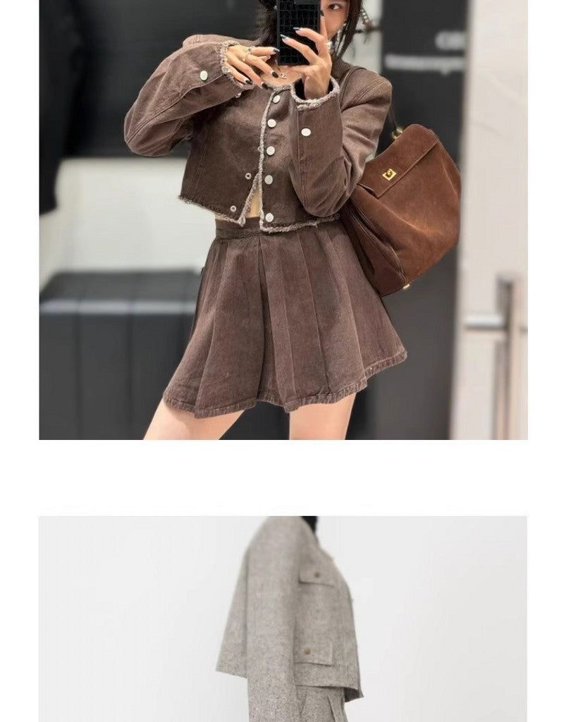 Vintage Autumn Winter Suede Tote Bag
