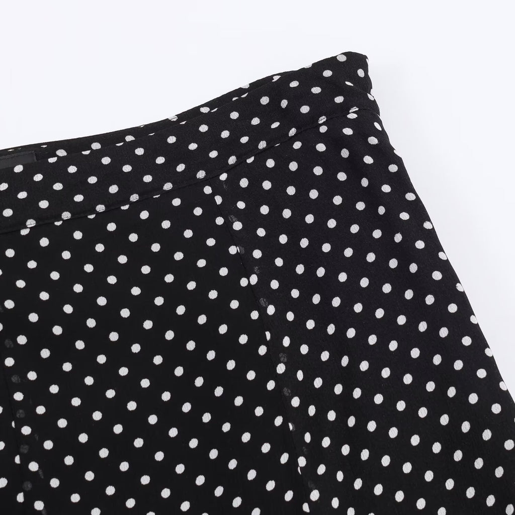 Polka Dot Bow Shirt & Long Skirt Set
