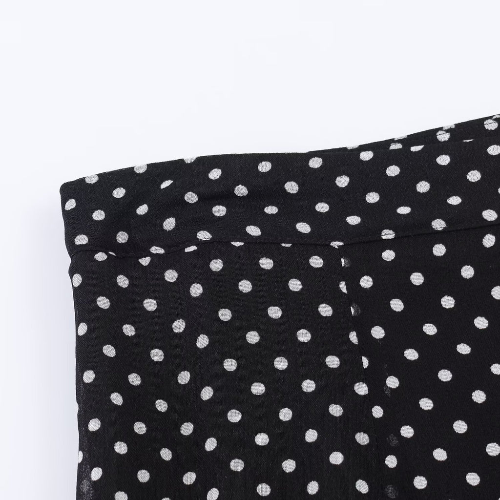 Polka Dot Bow Shirt & Long Skirt Set