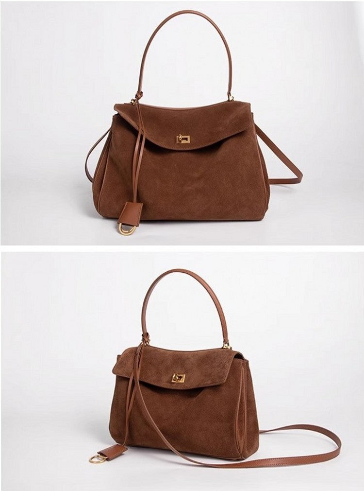 Vintage Autumn Winter Suede Tote Bag
