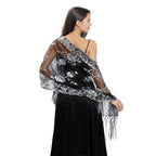 Long Fringe Sequin Shawl