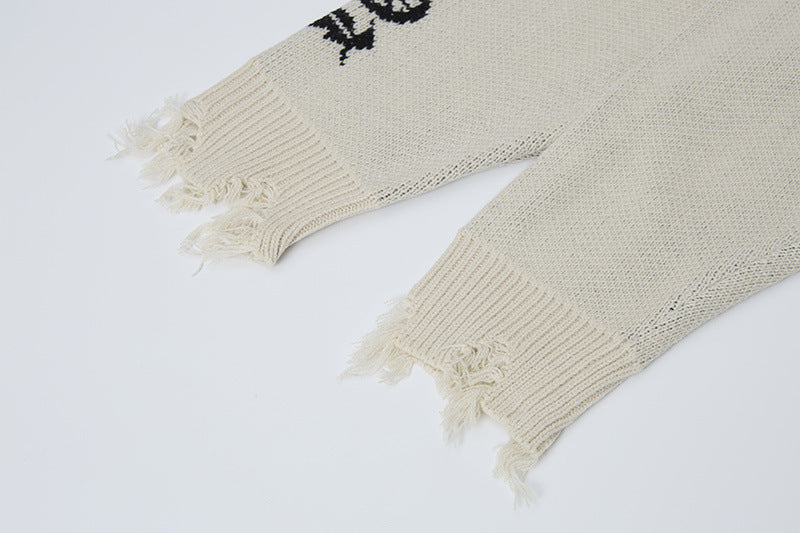 Jacquard Cross Knit Sweater