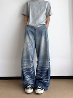 The Ocean Script Embroidered Loose Fit Jeans