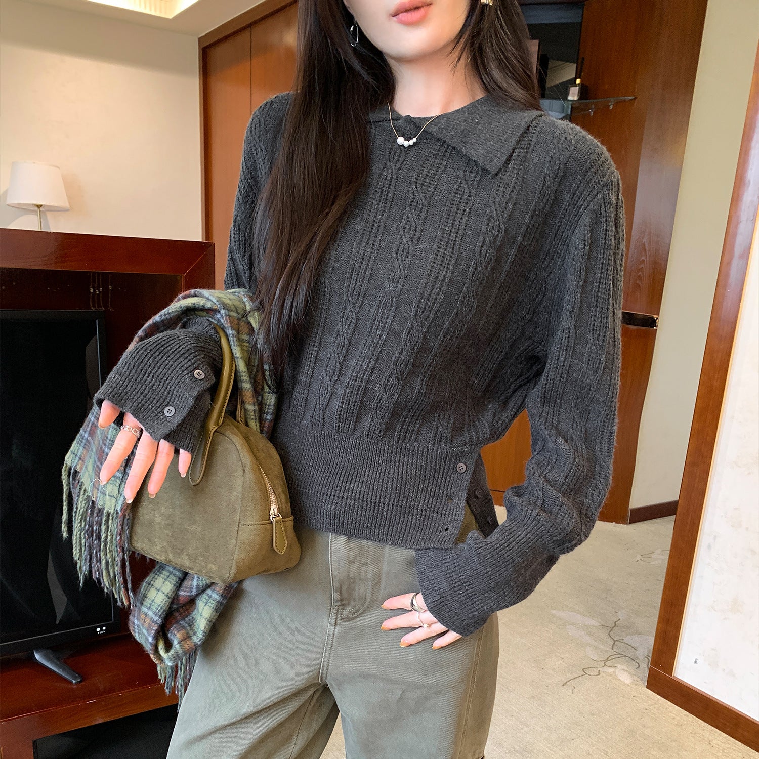Classic Knit Polo Top for Women