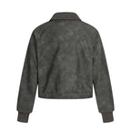The Graphite Flip Collar Faux Leather Jacket
