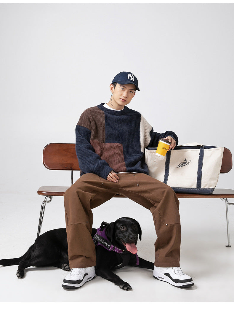 Relaxed Fit Colorblock Sweater