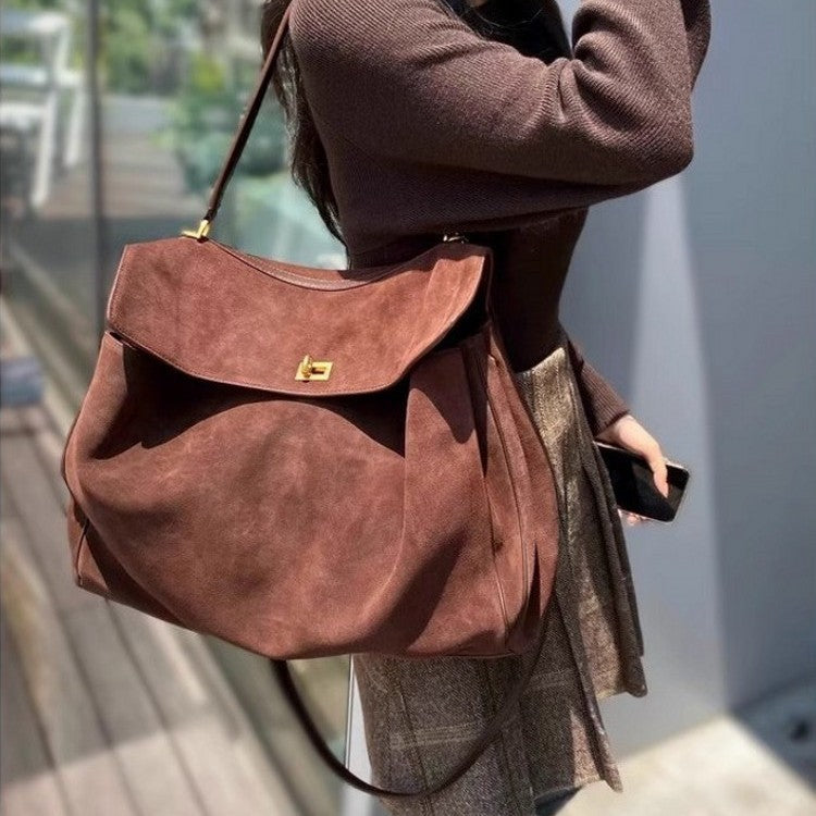 Vintage Autumn Winter Suede Tote Bag