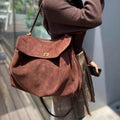Vintage Autumn Winter Suede Tote Bag