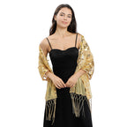 Long Fringe Sequin Shawl