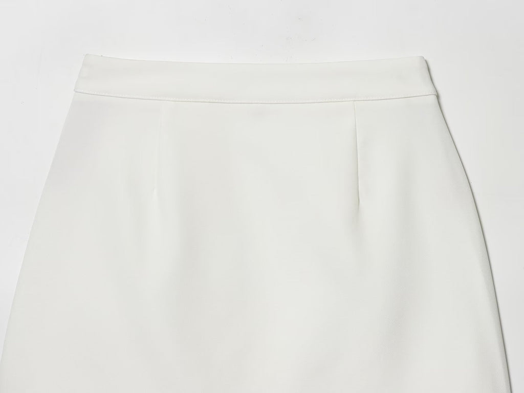 Literary Retro Blazer Skirt Outfit