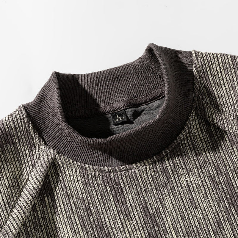 Dyeing Color-blocked Loose Long Sleeve Mock Neck Sweatshirt Men
