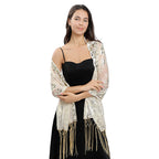 Long Fringe Sequin Shawl