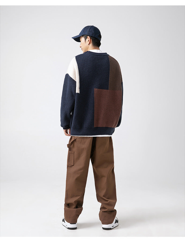 Relaxed Fit Colorblock Sweater