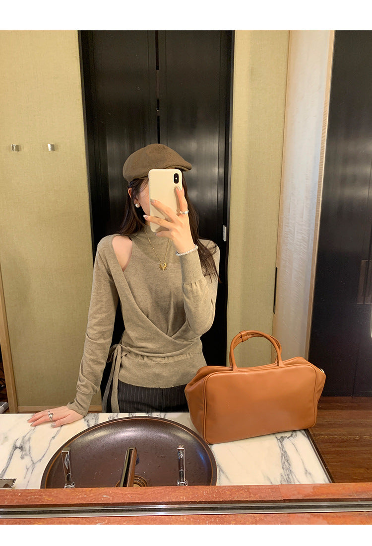 Mock Two-Piece Off-Shoulder Knit Top