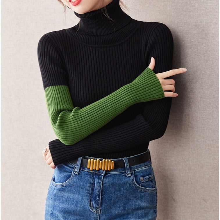 The Noir Dentelle Lace Patchwork Knit Sweater
