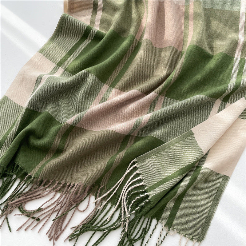 Chic Plaid Fringe Scarf