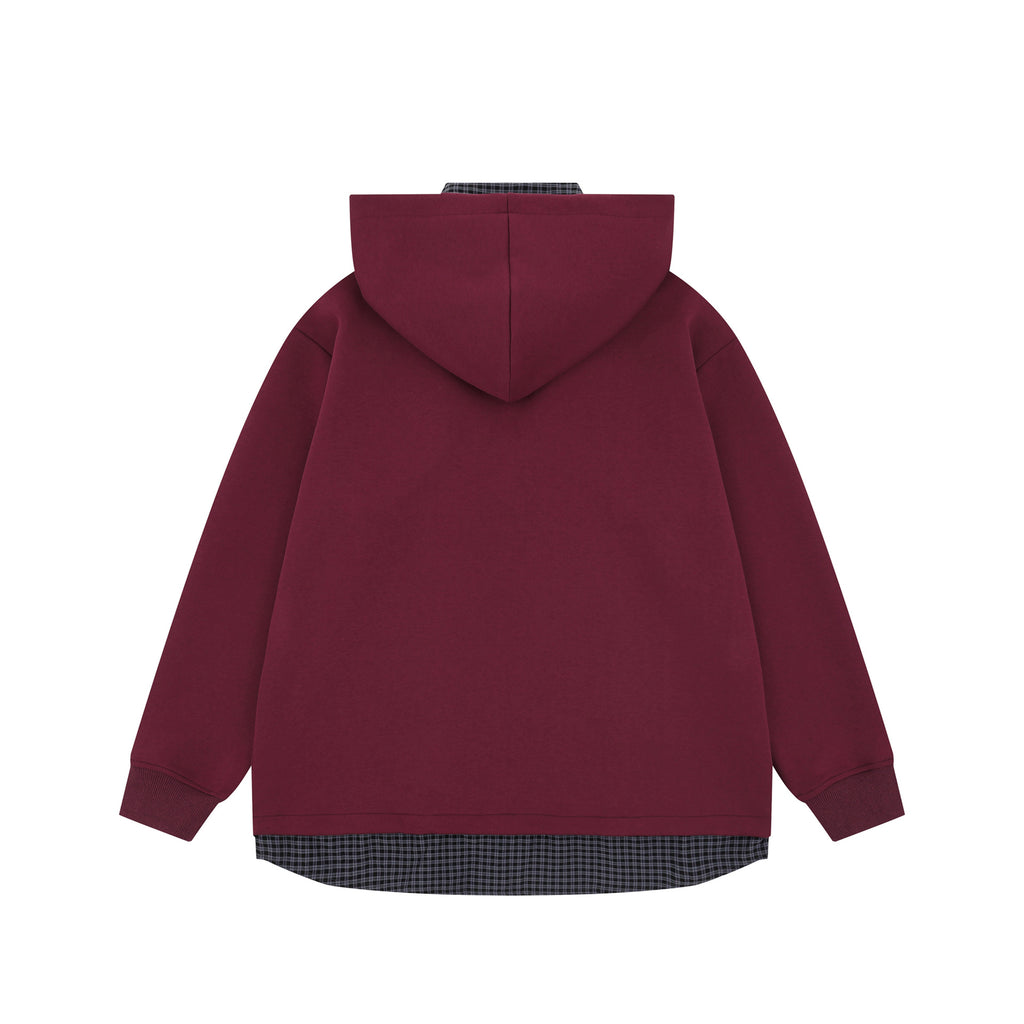 The Burgundy Drift Faux Two-Piece Hoodie