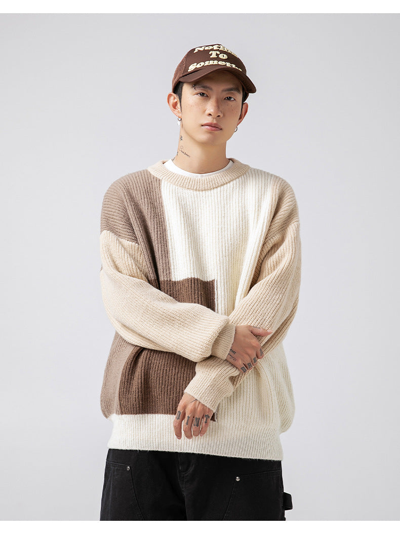 Relaxed Fit Colorblock Sweater