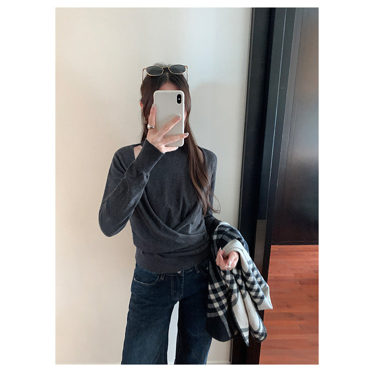 Mock Two-Piece Off-Shoulder Knit Top