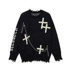 Jacquard Cross Knit Sweater
