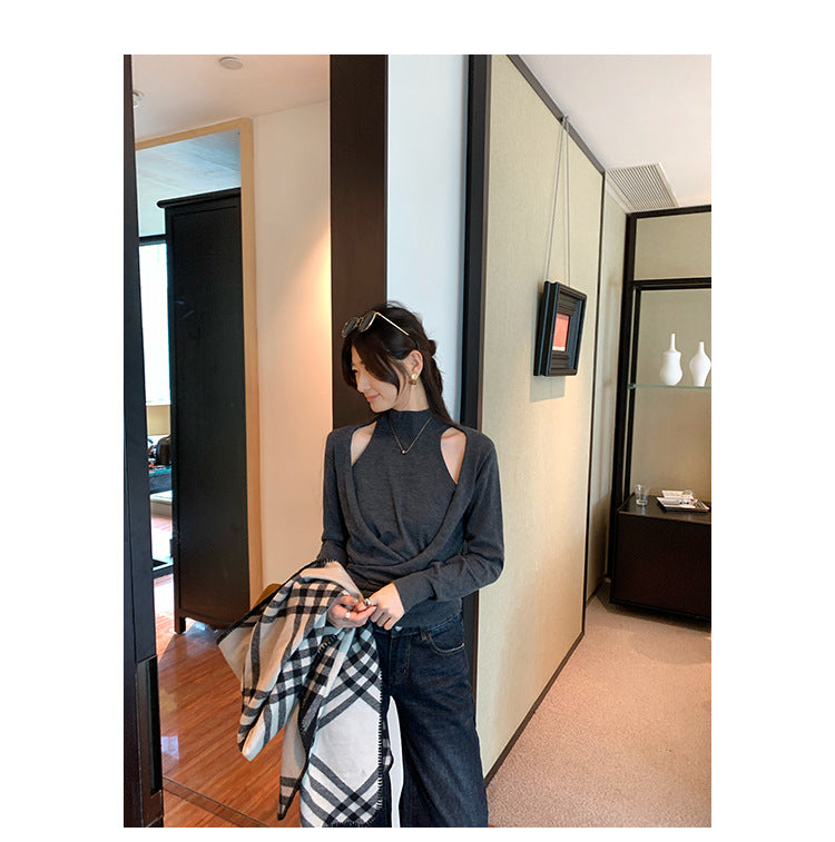 Mock Two-Piece Off-Shoulder Knit Top
