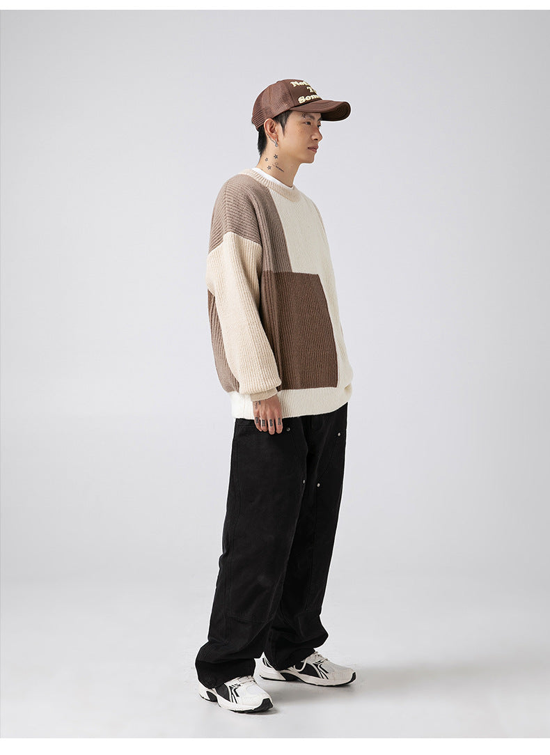 Relaxed Fit Colorblock Sweater
