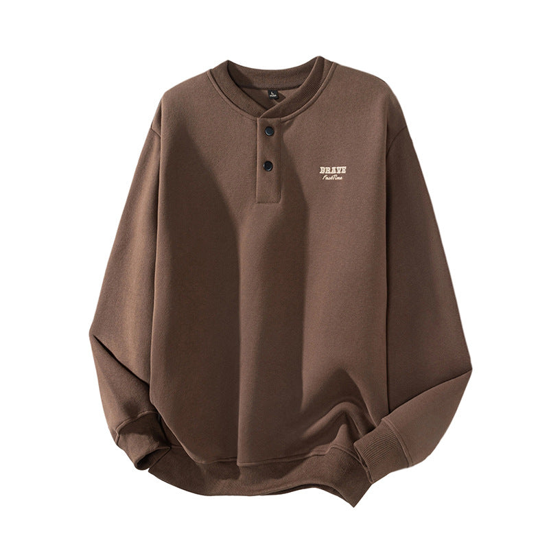 The Sakura Thread Embroidered Henley Sweatshirt