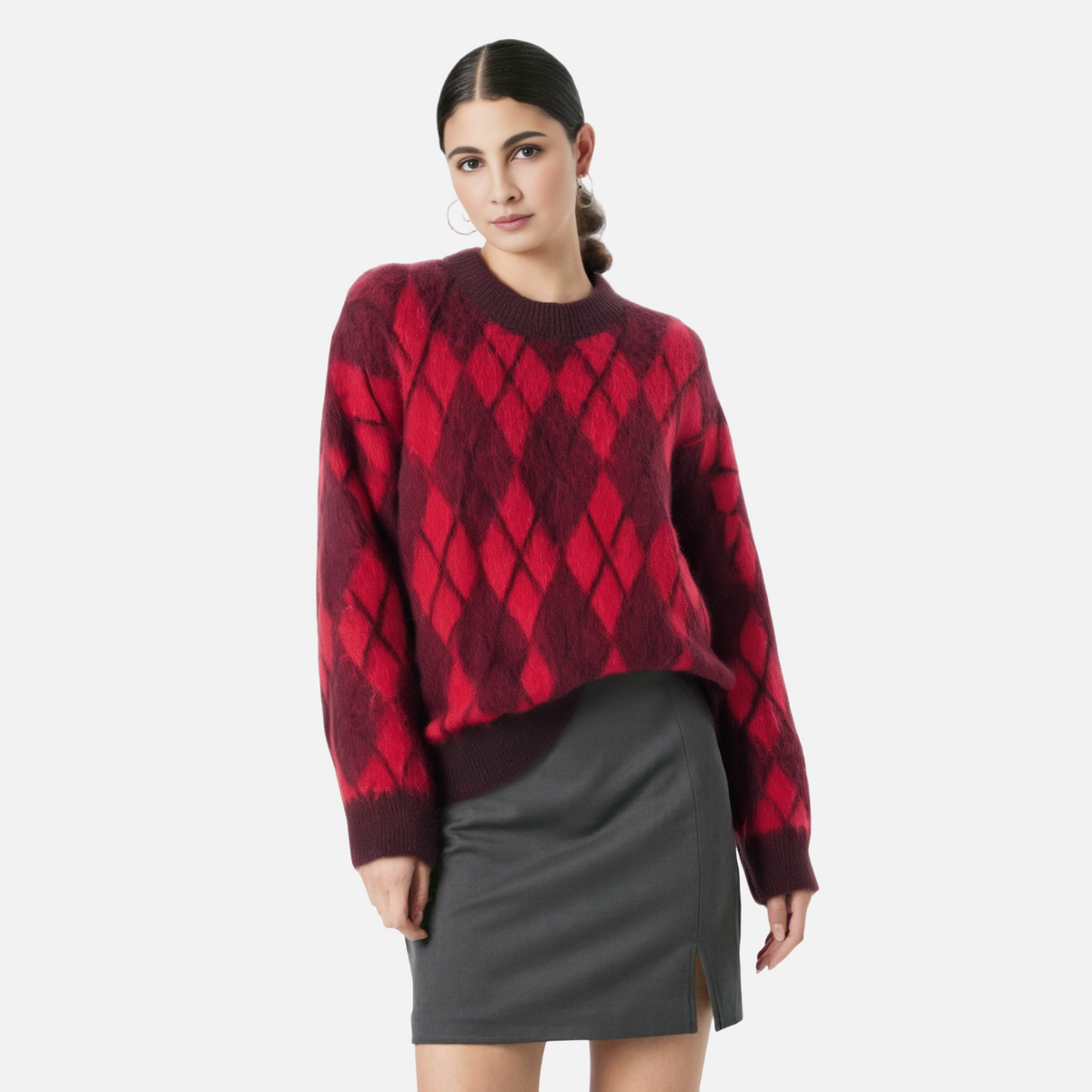 The Ruby Lattice Diamond Knit Sweater