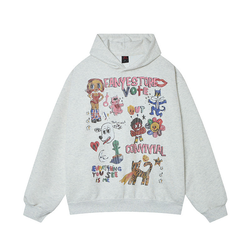 The Wild Doodle Cartoon Animal Zip Hoodie