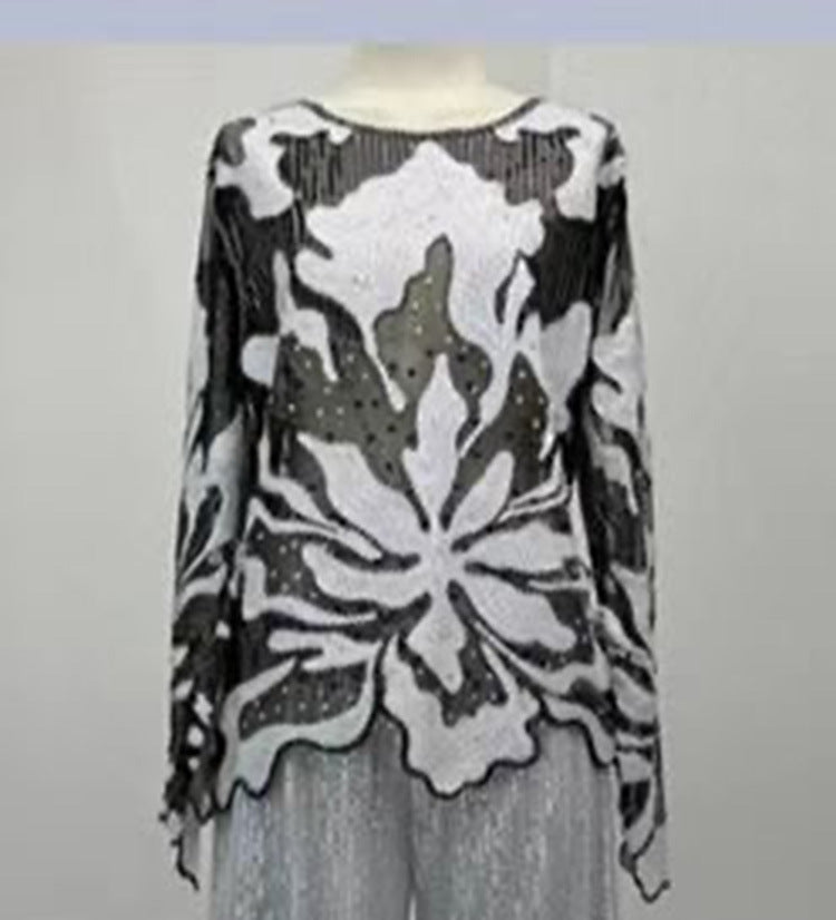 Gothic Punk Sequin Crew Neck Top