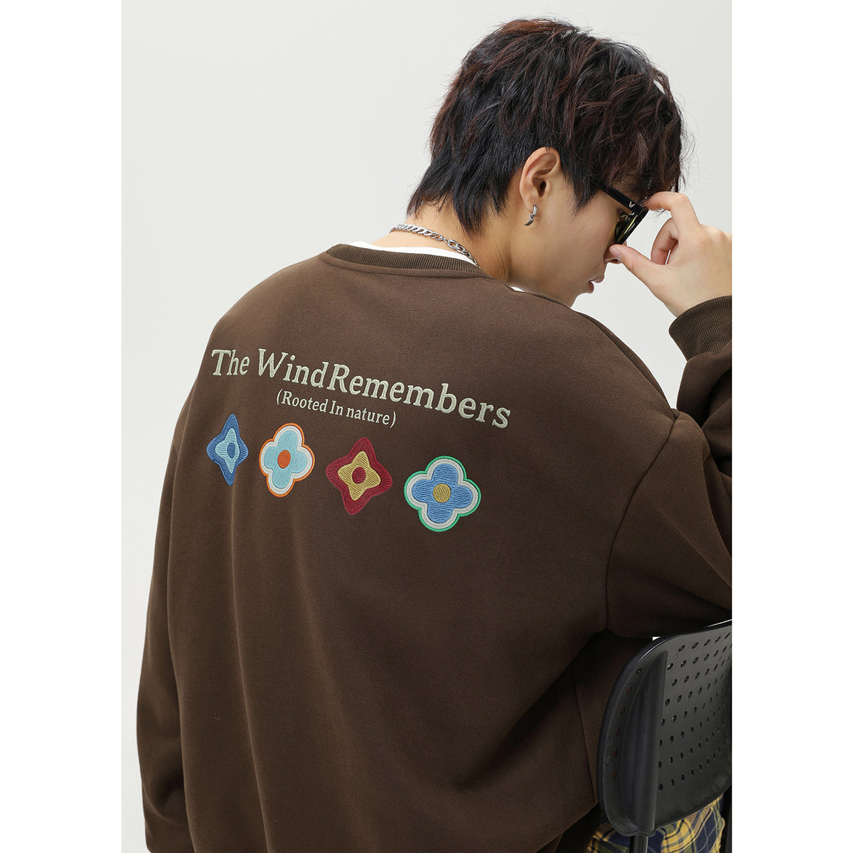 The Umber Outline Printed Crewneck Sweatshirt