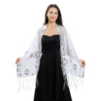 Long Fringe Sequin Shawl