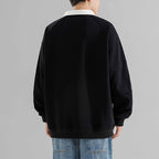 The Stripe Layer Faux Two-Piece Collared Sweatshirt