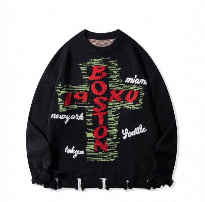 The Midnight Script Letter Print Sweater