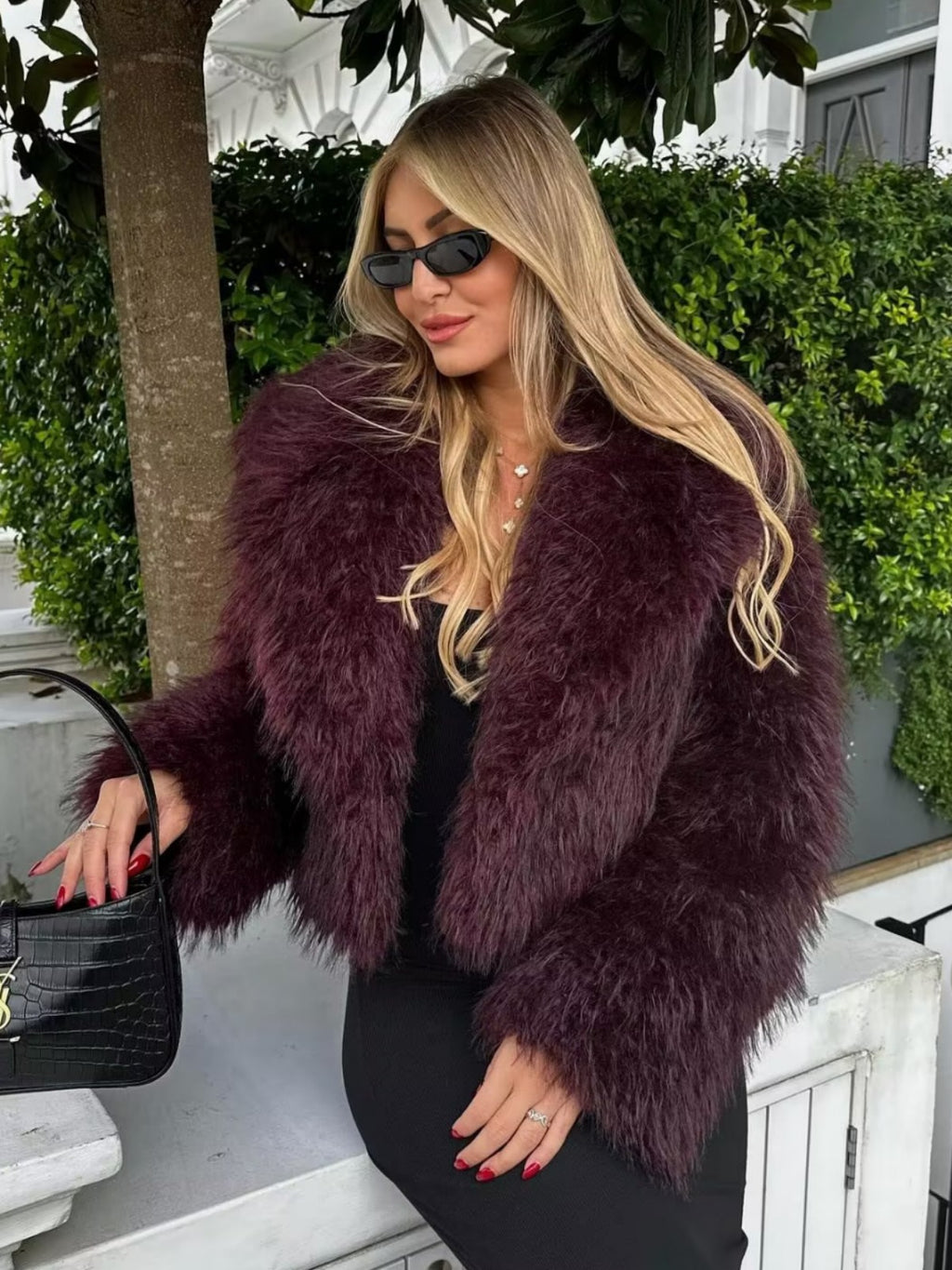 The Crimson Suede Faux Fur Jacket
