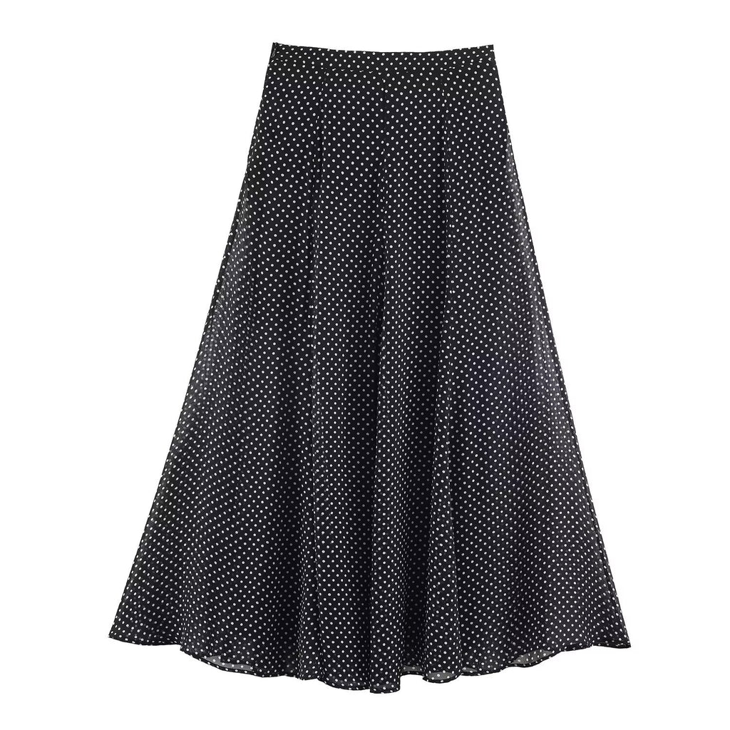 Polka Dot Bow Shirt & Long Skirt Set
